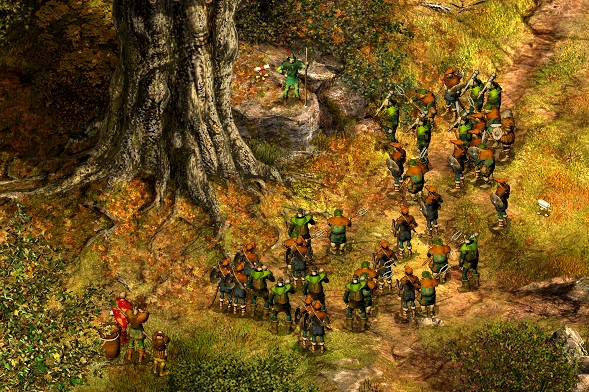 Robin Hood addressing the Merry Men in Sherwood